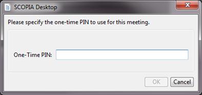 Figure 24: Entering the one-time PIN at the beginning of a videoconference The Virtual Room window opens. You can invite other participants to your conference now.