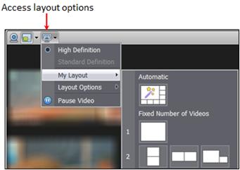 Participating in a Scopia Desktop Videoconference Figure 52: Changing the video layout To remove/add your own video from your