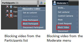 Granting permission to a participant to join a locked videoconference Figure 57: Blocking a participant To disconnect a participant, either right-click on this participant's name in the Participants