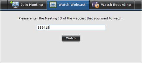 About Webcasting Scopia Desktop Videoconferences Or Figure 90: Watch Webcast tab of the Scopia Desktop web portal 2. Access the webcast from the Scopia Desktop web portal: a.