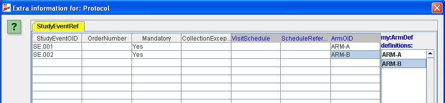 P.S.: In the sample extension, the VisitSchedule and ScheduleReference allow to add timeplanning of visits, e.g. visit SE.005 should e.g. come 10 days after the previous visit, or e.