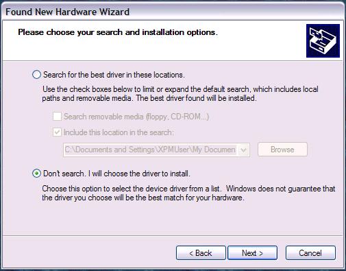 P a g e 4 3. The Found New Hardware Wizard dialog box should appear as in Figure 3 below.