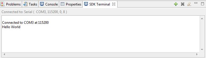 As you can see in the SDK Terminal, Hello Word message was sent by the processor. Debug an application 1) Modify the main.