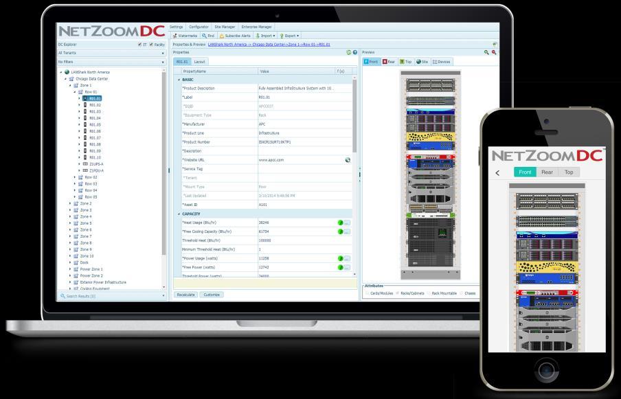 The Most Comprehensive DCIM Solution NetZoomDC TM is the complete, enterprise Data Center Infrastructure Management (DCIM) software which Models, Manages, Monitors and Maximizes data center assets,