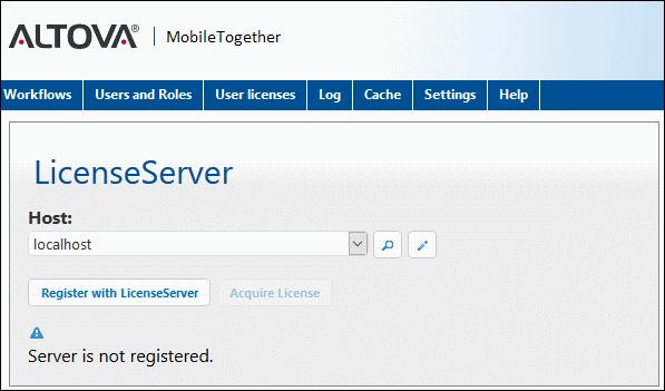 3.5 Register MobileTogether Server 31 Register MobileTogether Server MobileTogether Server must be registered with Altova LicenseServer before MobileTogether Server can be licensed.