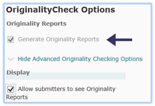 Originality Check Options: This will appear only if Originality Check was enabled when the dropbox was created.