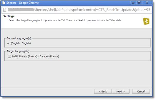 8 Post-Translation Features 8.3 Updating a Remote TM Server Sitecore 8 5.