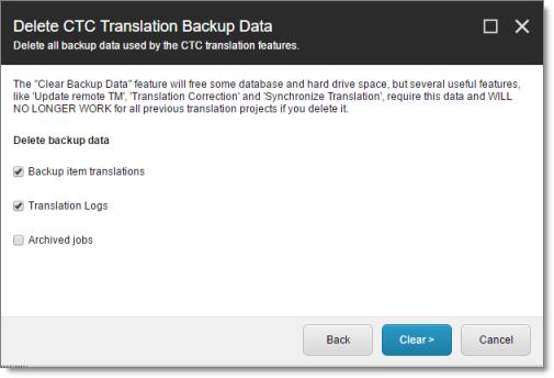 8 Post-Translation Features 8.4 Clearing Backup Data 2.