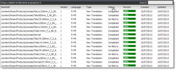 5 Monitoring Translation Status 5.3 Monitoring Status for Multiple Items If the translation has Sent to CTT status (for a correction request), the Content tab displays the translated version.