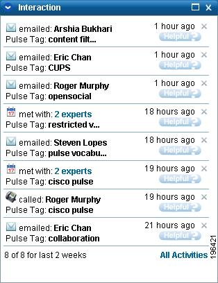 Chapter 2 Getting Familiar with Your Home Page Related Topics Pulse Locator Search Interface, page 2-5 Profile Gadget, page 2-6 Tag Navigator Gadget, page 2-8 Interaction Gadget, page 2-11
