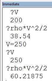 to be printed with result of V = 200 Asks for value of rho*v^2/2 to be printed with result of 38.