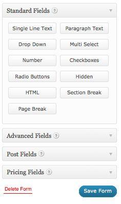 your window: 5. Standard Fields allow you to create custom checkboxes, drop downs, number fields, radio button options, paragraphs of text, and more. 6.