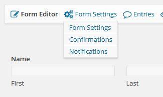 2. Hover over the Form Settings option and select Notifications. 3. From this menu, you can create as many notifications as you would like. There is a default Admin Notification already set.