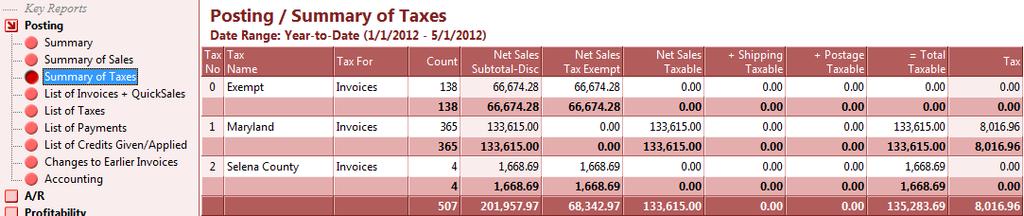 Tax reports are revised: If the tax amount of a Job is zero, the net sale amount for the Job is reported