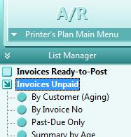 Was Now For Aging reports, go to Reports A/R. Unpaid Invoices lists in A/R do not include credits.