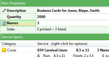 Printer s Plan 2012 What s New and Improved 2 Business card Items: If the Document type is Names, the unit price is shown as dollar amount (two decimal places) per Name instead of per Each or M.