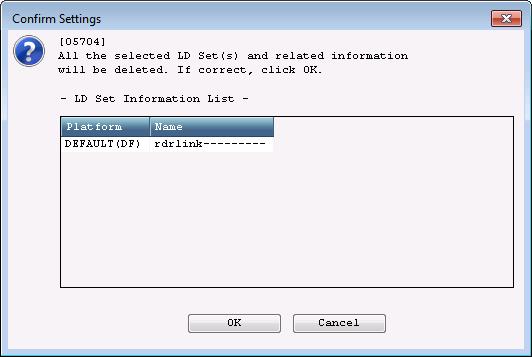 Chapter 14 RemoteDataReplication Settings Figure 14-30 Confirmation Dialog Box 7 Make sure that the selected LD Set (iscsi RDR) is displayed on the confirmation dialog box, and then click the [OK]