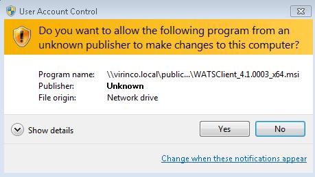 Windows may display a UAC warning.