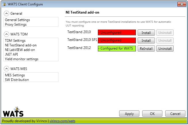 Step 4 NI TestStand add-on If you are to use the WATS Client for fully automated reporting, you must install the NI TestStand add-on (This requires that NI TestStand is pre-installed).