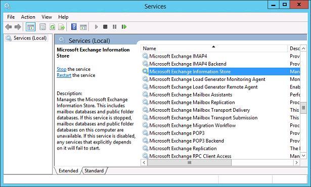2.13 MS Exchange related Windows Services Ensure that all MS Exchange related services have been started, particularly the MS Exchange