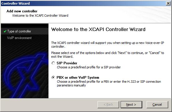 Page 3 XCAPI Configuration Please start up the XCAPI configuration to create a new controller that will be assigned to the Avaya IP Office.