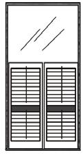 Specialty Styles Café Shutters Shown as 2-Sided Shown as 4-Sided Rear View of Café Panel Optional: Café Aligning Catch Tops of composite panels are not finished and are not recommended Café shutter