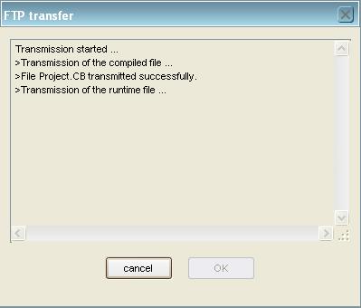 Creating a visualization with TSwin.net The FTP transfer dialog appears.