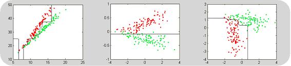 Scatter plot for two features of the crabs database (length, width of