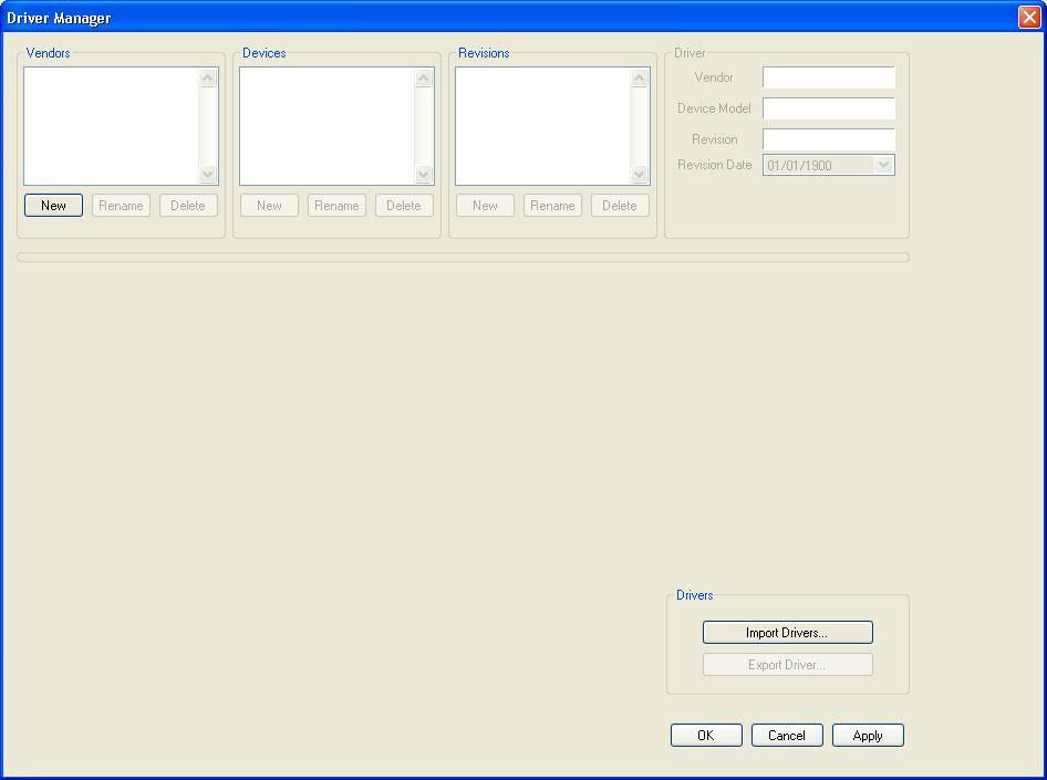 The RC Configuration Software Figure 5: The Driver Manager Window Prior to Installing