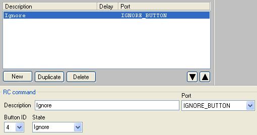 5.2.8 The Ignore Button Command Creating a Macro To write a Button Ignore command (see Figure 41) on an RC button (for example, button 1), do the following: 1. Select the IGNORE BUTTON Port. 2.