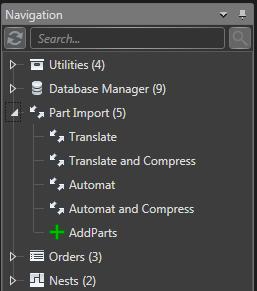 data type through its universal translator. All of the functions of importing CAD data into TruNest can be found in the Part Import section of the tree.