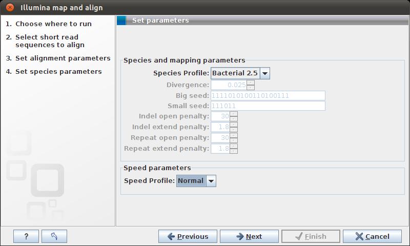 Figure 3 Mapping parameters and speed settings Setting the species parameters Species Profile The plug-in includes some built-in 'profiles', which can be used to easily run the mapper.