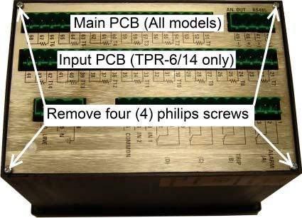 21 Dip switches Settings for PT100/Thermistor Inputs Designation 8.1 Dismantling the Main PCB and the Input PCB Note: This procedure must be done by a qualified personnel.