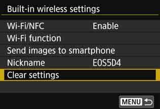 Clearing Built-in Wireless Communication Settings All built-in wireless communication settings can be deleted.