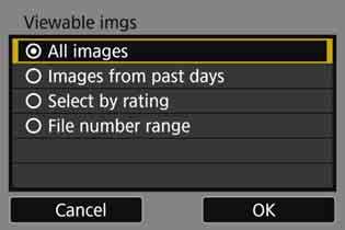 Specifying Viewable Images 7 Select an item. Select [OK] and press <0> to display the setting screen.