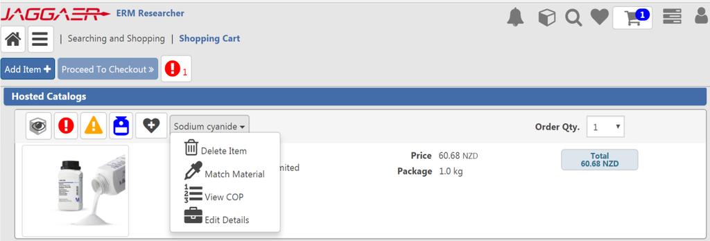 3. Review shopping cart and add Type-in items A. Click to view cart. B. View/Edit item details: Select order quantity. Click item name to delete or edit details.