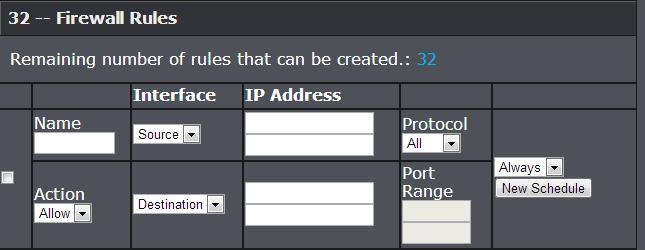Firewall Rules Access > Firewall & DMZ You may want specify inbound or outbound access control to allow/deny sources (or Internet IP addresses) to your network from the Internet or from computers or