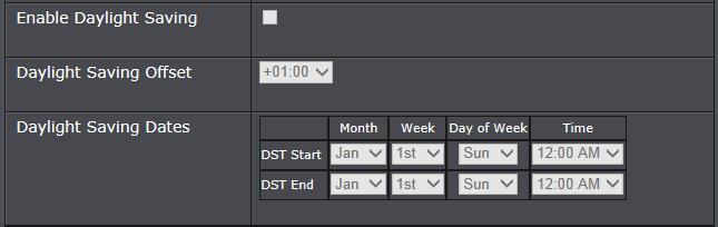 Set your router date and time Main > Time to select the appropriate zone and you can optionally change your NTP Sync period.