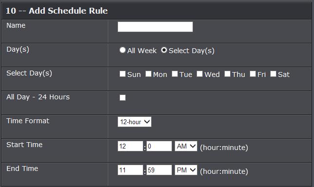 Create schedules Tools > Schedules For additional security control, your router allows you to create schedules to specify a time period when a feature on your router should be activated and