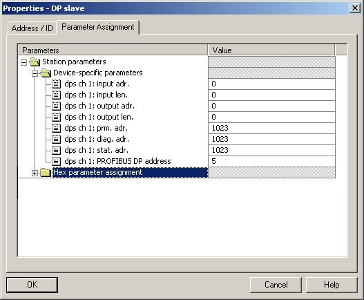 Manual VIPA HMI Chapter 4 Deployment CC 03DP with PROFIBUS DP Description parameter data Via a double-click on the CC 03DP in the hardware configurator, the dialog window for the parameterization of