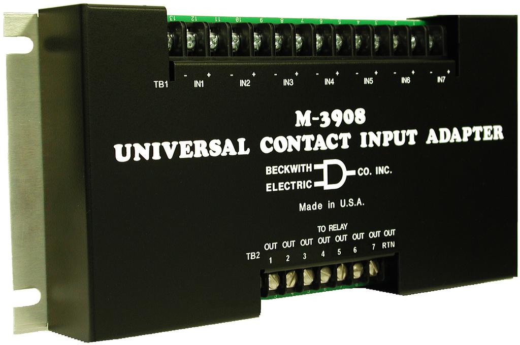PROTECTION Universal Contact Input Adapter M 908 Converts seven internally wetted contacts to be compatible with Beckwith MXX protective relays and M Motor Bus Transfer System