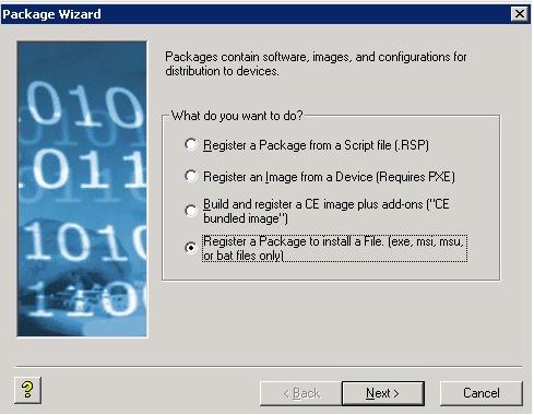 Figure 2. Package Wizard 6 Click Next, and browse the.