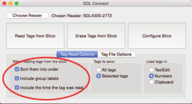 Options for downloading - Mac EID numbers stored on the s ck reader can be downloaded into your computer using SDL Connect.