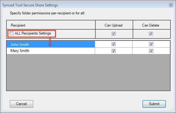 If you have selected to send a secure share link to an entire folder (rather than a single file), a Secure Share Settings dialog box will display, prompting you to configure