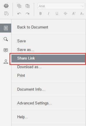 1. Click the File tab and select Share Link. The Share Access dialog box displays. 2.