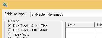 I know that my files are named using the first option Disc-Track Artist Title so I want to select this option to tell the Player that this is the way my files are named.