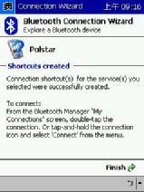 Now you have successfully created a Bluetooth Connection shortcut. Tap Finish to close the Connection Wizard program.