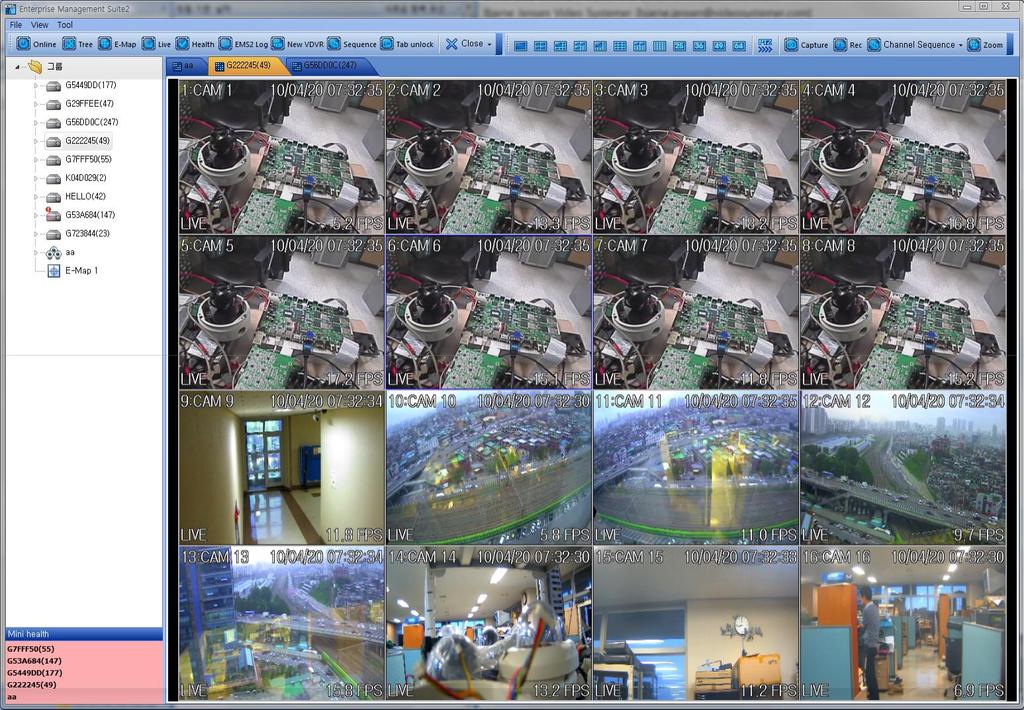 V. DVR & NVR/IP Camera CONTROL 1. Live Monitoring - In Live Mode, individual DVR/NVRs and Virtual DVRs can be displayed and sorted in any order. 1. Individual DVR/NVR - Double-click on a DVR/NVR icon, IP-Camera icon, or Live button to begin live monitoring.