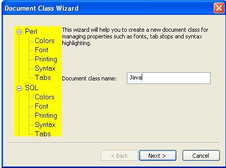 Class Type in the word Java in