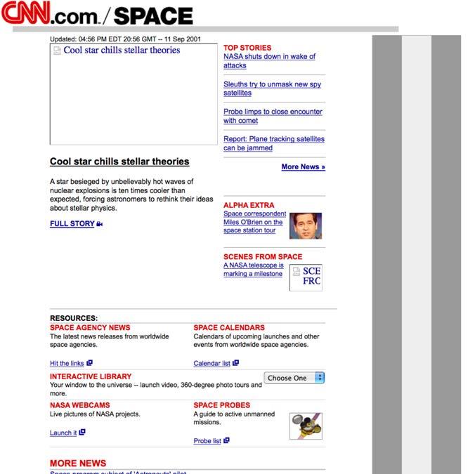 Sep 11 2001, 20:36:10 UTC Navigating Archived Resources Sep 11 2001, 21:38:55 UTC SPACE http://web.archive.